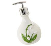 Dispensador de loción de baño Botella de Floral de cerámica, Acento de encimera de Flor de Valle para jabón de Manos Cerca del Lavabo del tocador Dispensador de jabón de cerámica de Uso