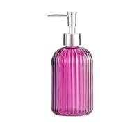 Dispensador de loción de Empuje Redondo de 400 ml con diseño de Rayas Verticales, Color Rosa, para Cocina de Hotel o baño. Disponible para baño, Cocina y h