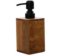 Dispensador de loción de madera para champú y jabón, botella de prensa de nogal con bomba negra mate, 7 x 7 x 16,5 cm / 7,4 x 7,4 x 19 cm, marrón (trompeta)