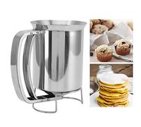 Dispensador de masa de panqueques de acero inoxidable de 1000 ml, vertedor de panqueques de mano para hornear magdalenas, magdalenas, crepes, gofres, boquilla de flujo fácil