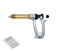 Dispensador De Medicina Veterinaria Jeringa Continua Ajustable Con Aguja Para Inyección De Animales Semiautomática Para Vacuna Pollo Vaca Oveja Caballo 25ml/50ml(25ml,Needle-NO.16x25)