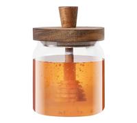 Dispensador de miel, con cucharas para regalos para bebés,bodas y fiestas | Madera de Acacia Con Tapa - Dosificador y Recipiente de Cristal Sellado, Tarro de Boca Ancha Para Guardar
