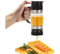 Dispensador de miel de vidrio antigoteo de 355 ml con asa en la base, tarro transparente de alta capacidad para miel, dispensador de jarabe de arce, para jarabe, salsas y condimentos.