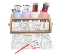 Dispensador De Organizador De Papel Artístico - 13.78x6.69x4.33 Pulgadas, Soporte De Mesa De Madera, Cortador Incorporado | Home Kitchen Studio Proyectos Dibujo Pintura Craft Room Home Checking Office