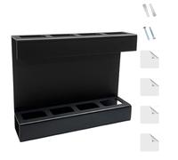Dispensador de Pajitas de Acrílico - Negro 21x16.5x5cm | Dispensador de Armario Drenaje, Pajita Multiusos, Palillos, Organizador de Cepillos, Montado en la Pared o Encimera | Cocina Hogar, Restaur