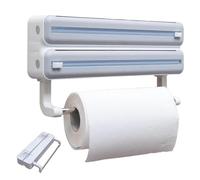 Dispensador de papel de aluminio - Dispensador con colgador de pañuelos | Organizador de rollos de cocina con cortador integrado | Almacenamiento para papel de aluminio | Portarrollos de pared | Corta