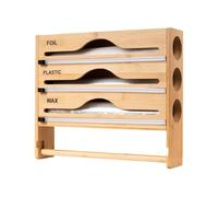 Dispensador de papel de cocina con cortador, organizador de papel de aluminio y papel encerado, soporte de almacenamiento multiusos, contenedor de ahorro de espacio, caja de montaje en pared duradera
