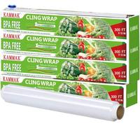 Dispensador de papel de plástico para alimentos con cortador de 90 m + papel de aluminio con cortador de 20 m, ideal para cocinar a la parrilla y envolver sándwiches