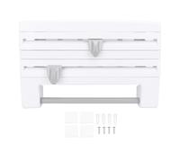 Dispensador de papel film para cocina, montado en la pared, organizador de papel aluminio y film plástico con almacenamiento para múltiples rollos, fácil instalación; dispensador