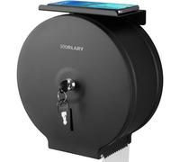 Dispensador de Papel higiénico Jumbo Comercial, Soporte de Pared de Acero Inoxidable de 9 Pulgadas, dispensador de Papel higiénico con Llave de Bloqueo (Negro)