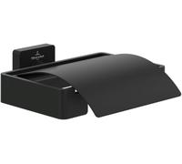 Dispensador de Papel higiénico Villeroy & Boch Elements - Striking con Tapa, dispensador de Papel higiénico de Montaje en Pared, latón, Rectangular, Negro Mate