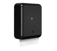 Dispensador de Papel secamanos, hasta 600 Toallas de Papel Zig Zag de Capacidad, Fabricado en ABS,Incluye Llave de Seguridad para reponer en baños públicos Color Negro