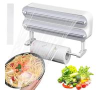 Dispensador de Papel y Película de Aluminio, Portarrollos de Pared para Cocina, Soporte Magnético para Rollos de Cocina, Dispensador Papel Aluminio y Film con Portarrollos Cocina,Gris