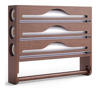 Dispensador de película de cocina 3 en 1, portarrollos de aluminio y película, soporte de pared o cajón para film transparente, aluminio y papel horno, organizador de cocina compacto