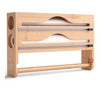 Dispensador de película de cocina 3 en 1, portarrollos de aluminio y película, soporte de pared o cajón para film transparente, aluminio y papel horno, organizador de cocina compacto