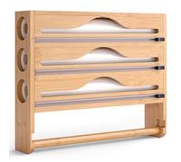 Dispensador de película de cocina 3 en 1, portarrollos de aluminio y película, soporte de pared o cajón para film transparente, aluminio y papel horno, organizador de cocina compacto