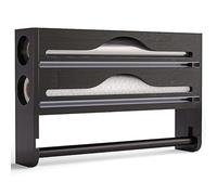 Dispensador de película de cocina 3 en 1, portarrollos de aluminio y película, soporte de pared o cajón para film transparente, aluminio y papel horno, organizador de cocina compacto