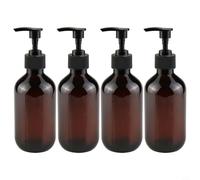Dispensador de plástico de 300 ml para jabón líquido, champú, loción, lavado corporal, aceites esenciales, aceite de perfume, solución de limpieza para lavavajillas (marrón)