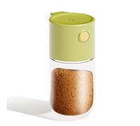 Dispensador de sal de prensa - Salero medidor - Ayudante de cocina, dispensador de condimentos medidor cuantitativo preciso tipo empuje, dispensador de especias para campamento de cocina, ingesta diar
