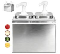 Dispensador de salsa de tomate de 4 litros, estación de bombeo, incluye 2 cabezales de bomba, dispensador de salsa de acero inoxidable de 30 ml por bomba, 2 dispensadores de 2 litros para ketchup