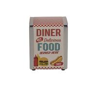 Dispensador de servilletas con diseño retro para bar - Dispensador de servilletas con diseño Diner para cocina, de metal, 11 x 9,7 x 14,5 cm, multicolor