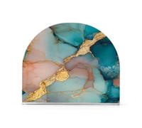 Dispensador de servilletas de acrílico transparente, 1 paquete con capacidad para 50-60 servilletas de diseño moderno que ahorra espacio, para baño y mesita de noche, fácil de limpiar, mármol turquesa