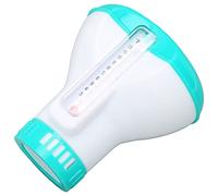 Dispensador de tabletas de cloro de gran capacidad con termómetro para piscinas, jacuzzis, spas, fuentes, dispensador flotante para limpieza de agua, material de polipropileno, a prueba de impactos