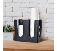 Dispensador de tazas, Dispensador de tazas de papel desechable, taza y soporte de tapa de plástico recto 2 compartimentos de papel negro organizador de portavasos para taza desechable tienda de té