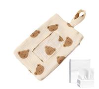 Dispensador de toallitas de viaje, 22 x 14 x 1 cm, organizador de pañales recargable con cordón, dispensador de toallitas de viaje para baño, dormitorio, guardería, hogar, cochecito, inodoro, coche