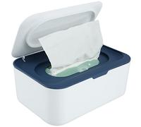 Dispensador de toallitas para bebé, contenedor recargable a prueba de polvo, gran capacidad, con tapas seguras de sellado de humedad, mantiene las toallitas frescas para el hogar, oficina, baño (azul