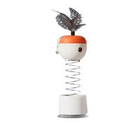 Dispensador de tracción para gatos, comida interactiva para gatos,Juguete interactivo de plumas para gatos con mecanismo de resorte, bola automática de alimentación lenta con campana - Estable ventosa