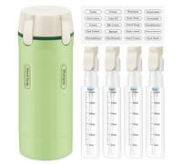 Dispensador de viaje 4 en 1, paquete de 4 botellas de viaje rellenables de 30 ml para artículos de tocador, contenedor portátil a prueba de fugas con escala y etiqueta para champú, acondicionador