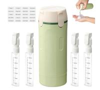 Dispensador de viaje recargable 4 en 1 - Botellas de viaje para rellenar - Con escala y etiqueta - Botellas de viaje reutilizables para champú, loción, gel de ducha, acondicionador (verde)