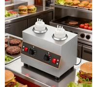 Dispensador Eléctrico De Calentadores De Salsas, 2 Métodos De Calentamiento Y 86-185°F Temperatura Ajustable, Calentador De Acero Inoxidable Para Encimera De Salsa De Chocolate Caliente(2grids)
