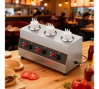 Dispensador Eléctrico De Calentadores De Salsas, 2 Métodos De Calentamiento Y 86-185°F Temperatura Ajustable, Calentador De Acero Inoxidable Para Encimera De Salsa De Chocolate Caliente(3grids)