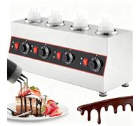 Dispensador Eléctrico De Calentadores De Salsas, 2 Métodos De Calentamiento Y 86-185°F Temperatura Ajustable, Calentador De Acero Inoxidable Para Encimera De Salsa De Chocolate Caliente(4grids)