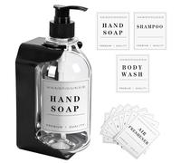 dispensador Gel y champu Ducha, 500ml dispensador jabon baño, Botes para Gel y champu con Etiquetas,Dispensador de Líquido Recargable para Lociones,Uso Diario para Baño,Cocina (NEW 500ml Transparente)