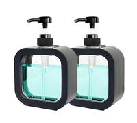 Dispensador Jabon, 2 Pedazo Dosificador Jabon Baño Bomba De Jabón Dispensador de Botella para Gel y Champu, Recargable Dispensador Jabón Líquido Cocina (300ml 2pcs-Negro)