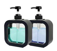 Dispensador Jabon, 2 Piezas Dosificador de Gel de Ducha, 300 ml Botella Dispensador de Jabón de Plástico Vacío, Dispensador de Jabon Dispensador de Champú y Acondicionador Rellenable(Negro)
