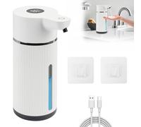 Dispensador Jabon Baño Automatico, Dispensador Jabón Automático Espuma 420 mL Sin Contacto, 4 Niveles Ajustables, USB Recargable Dispensadores Jabon Pared o Sobremesa para Cocinas y Hoteles (Blanco)