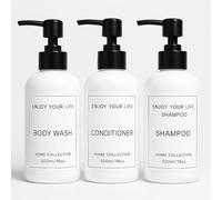 Dispensador Jabon Baño | Set de 3 Botes para Gel Champu y Acondicionador 500ML con Estilo Minimalista | Este Dosificador Jabon Baño Color Blanco es Elegante y Realzará el Estilo de tu hogar
