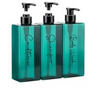 Dispensador Jabon Baño | Set de 3 Botes para Gel Champu y Acondicionador 500ML | Este Set Dosificador Jabon Baño es Elegante y Realzará el Estilo de tu hogar (Azul)