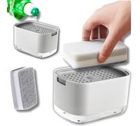 Dispensador Jabon Cocina Con Estropajo Jabonoso Incluido. Dosificador Jabon Cocina Con organizador estropajo fregadero. Jabonera Cocina. Elegante Dispensador De Jabon Color Blanco