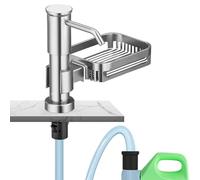 dispensador jabon Cocina，dispensador de Jabón de Cocina Bajo Encimera, Cabezal de Bomba Giratorio de 360° con Cesta de Drenaje de Esponja y Manguera de Silicona de un Metro de Largo