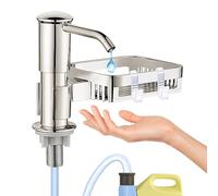 Dispensador jabon Cocina, dosificador jabon Cocina con Soporte para Esponja, Cabeza de Bomba giratoria de 360° con Tubo de extensión de 1 m, dispensador de jabon con Buena Fuerza de succión