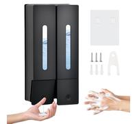 Dispensador Jabon Ducha Pared, Dosificador Jabon Baño 400ML, Dispensador Gel y Champu Ducha sin Perforación o con Tornillos para Baño Cocina Hotel Oficina, Negro (2 Camere)