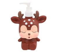 Dispensador jabon Infantil para niños, Dosificador de jabon de 300ml, Botella jabón con Forma de animalito, jabón líquido, champú, lociones Ideal para Usar en el baño o Cocina (Renito marrón)
