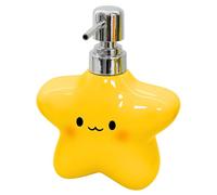 Dispensador jabon Infantil para niños, Dosificador de jabon de 375ml de Cerámica, Botella jabón con Forma de estrellita Dorada jabón líquido, champú, lociones idel para baño o Cocina