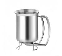 Dispensador ligero de masa de panqueques de acero inoxidable con boca ancha y mango con resorte para verter controlado en tareas de horneado y cocción