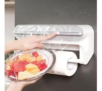 Dispensador Magnético de Papel Film y Aluminio con Cortador Integrado - Organizador de Cocina Montaje en Pared, Ahorra Espacio y Tiempo (Gris) (2 en 1 Gris)